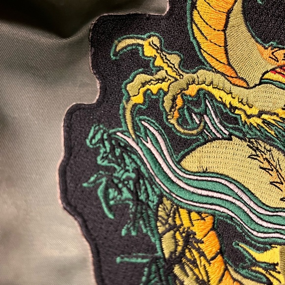 Men’s large Vietnam vet patchwork green orange inside jacket - Picture 5 of 10